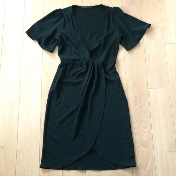 Zara Basic Collection Wrap Style Dress in Black Size M - Picture 1 of 10